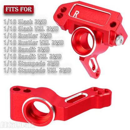 Aluminum Steering Blocks,C-Hubs Caster Block,Rear Stub Axle Carriers w/Bearings Upgrades Part for 1/10 Slash 2WD (VXL)/Rustler 2WD (VXL)/Stampede 2WD (VXL)/Bandit 2WD (VXL),Red - color: Red - (Steering Blocks)