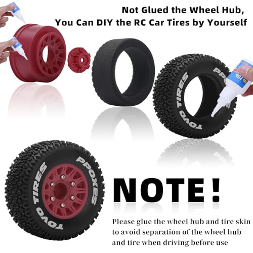 12mm/14mm/17mm Hex RC Wheels and Tires RC Truck Tires 1/10 Scale Tyres Detachable Replacement RC Car Tires for Arrma Senton Tires Slash Tires Axial Redcat Rc4wd Hex Fury (Red) - color: Red
