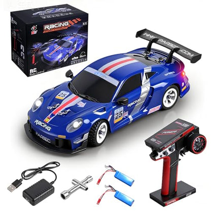 WLtoys 1:28 Scale RC Rally Cars, 30KPH 4WD RTR High Speed RC Racing Car with LED Lights and Gyroscope, Professional Chassis 2.4G RC Car for Teens Adults