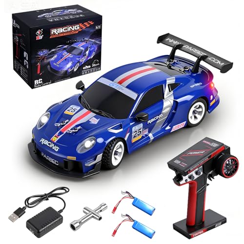 WLtoys 1:28 Scale RC Rally Cars, 30KPH 4WD RTR High Speed RC Racing Car with LED Lights and Gyroscope, Professional Chassis 2.4G RC Car for Teens Adults