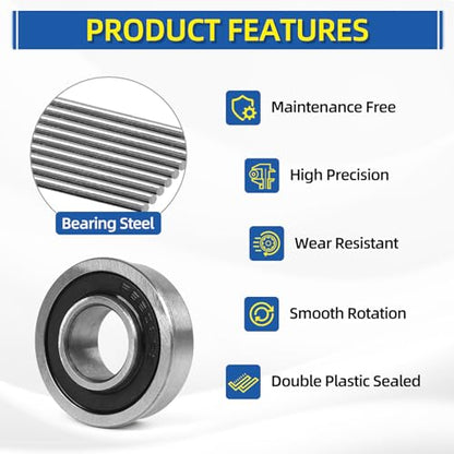 (4 Pack) GICOOL 5/8" Bore Flanged Deep Groove Ball Bearing, 16mm ID x 35mm OD x 13mm W Sealed 9Cr18 Steel Bearing for Wheelbarrow, Lawn Mower, Garden Cart, Hand Truck Tire and Wheel Parts Replacements - size: ID 5/8" x OD 1-3/8"