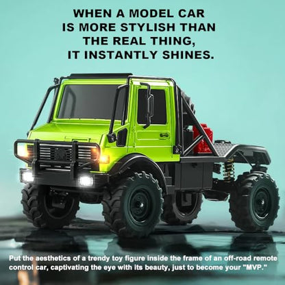 RC Semi Truck, 1:18 Scale RC Crawler, MN-333 Remote Control Car, 2.4GHz 4WD All Terrain Off Road RC Truck Transport Vehicle with LED Lights and 2 Batteries for Adults (Green) - color: Green