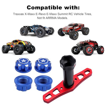 HobbyPark 17mm Hex Wheel Nuts Adapter with Wheel Hex Wrench Tool for Traxxas X-Maxx E-Revo E-Maxx Summit Monster Truck RC Tires (with Blue Nuts) - color: With Blue Nuts