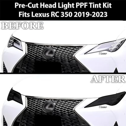 BOGAR TECH DESIGNS Full Headlight Head Light Tint Kit Cover Compatible with Lexus RC 2019-2025, Dark Smoke - color: Dark Smoke, size: FRONT KIT