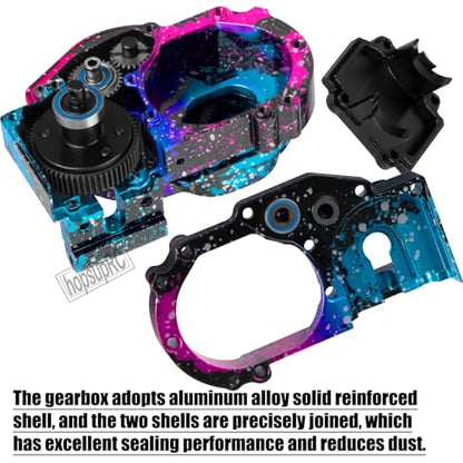 Metal Magnum 272R Assembled Transmission Upgrades Part for 1/10 Slash/Rustler/Stampede/Bandit 2WD VXL,Gearbox Transmission Bundle with Tooth Spur Gear Hops Up. #9495 Pink&Blue - color: Pink&blue(for 1/10)