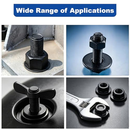 ZQZ 138Pcs 1/4" x 7/10" Flat Washers, 304 Stainless Steel Fender Washers, Black Finish, Standard Stainless Steel Washers for Screws - size: B-1/4" x 7/10"-138 Pieces