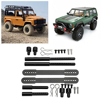 Keenso RC Shell Columns, Front Rear Aluminum Alloy Carbon Fiber Car Body Mount Post for Axial SCX10 90046 90047 1/10 RC Car (Black) - color: Black