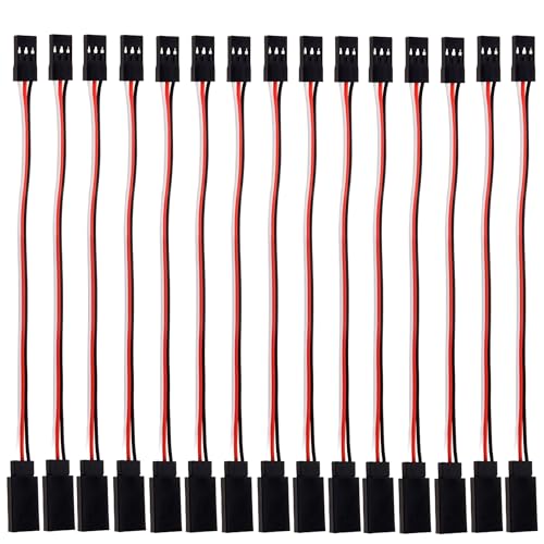 15Pcs 3-Pin Servo Extension Cable 15cm Male to Female JST Plug Servo 30 Core Wire Cable Connectors Fit for JR RC Airplane Car Remote Control Parts