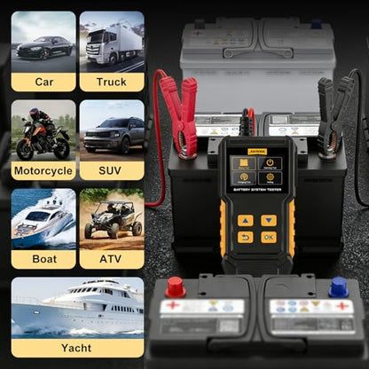AUTOOL BT360 Battery System Tester, Car Battery Tester DC Charging Cranking Test 100-2000 CCA, 2.4" Color LCD Battery Monitor, Digital Auto Analyzer for Vehicle Truck Motorcycle