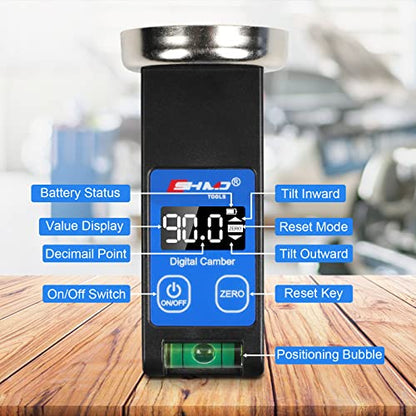 KAISAL Digital Camber Gauge Wheel Alignment Tool -90° to +90° Wide Range Camber Alignment Tool Accurate Wheel Balancing Tools with Digital Display & Powerful Magnet & Positioning Bubble & Reset Key