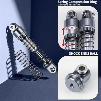 4PCS/1Set Aluminum Shocks 22mm 25mm 28mm Extended Absorber Damper 1/30th for AXIAL SCX30 RC Crawler Car Upgrade Parts - size: 25mm