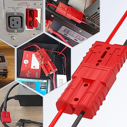 RVBOATPAT 4PCS 50Amp Battery Quick Connect/Disconnect Connector, 6 to 12 Gauge 600V Battery Cable Connector, Wire Harness Plug Kit for Car Winch Trailer - color: Red 50A 2PCS