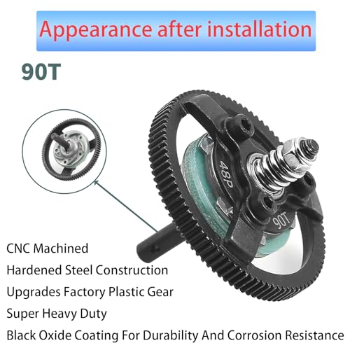 RC 48P 90T Spur Gear Hardened Steel Spur Gear Upgrades Part for Traxxas 1/10 Slash Stampede Rustler Bandit 2WD VXL XL-5 F-150 SVT, (90T) - size: 48P-Spur Gear-90T
