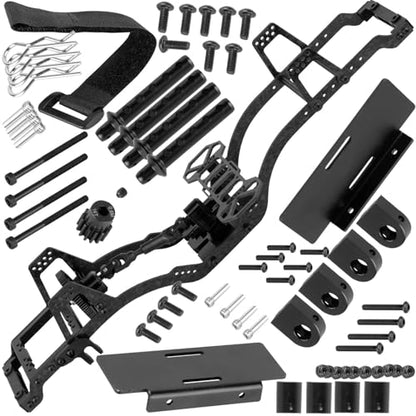 LCG Carbon Fiber Chassis Kit & Front Mounted Transmission Upgrades Part for 1/10 RC Crawlers SCX10 SCX10 II Capra 1.9 UTB and Other DIY Builds,Aluminum Gearbox Carbon Fiber Chassis,Black - color: Black(for 1/10)