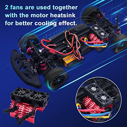 2 Pack RC Cooling Fans Surpass Hobby 30mm 27000RPM RC Motor Fan with Cover | Replacement Fans (Without Motor Heatsink) for 1/8 1/10 RC Car Truck Buggy Truggy - color: 2 Pack Black Fans Only