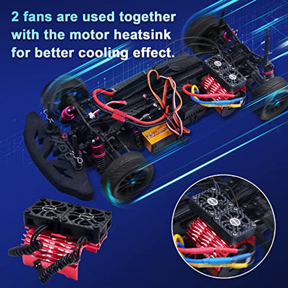 2 Pack RC Cooling Fans Surpass Hobby 30mm 27000RPM RC Motor Fan with Cover | Replacement Fans (Without Motor Heatsink) for 1/8 1/10 RC Car Truck Buggy Truggy - color: 2 Pack Black Fans Only