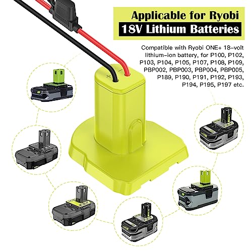 2 Packs Power Wheel Adapter for Ryobi 18V Battery Adapter Power Wheel Battery Conversion Kit with Fuses & Wire Terminals, 12AWG Wire, Power Connector for DIY Ride On Truck, RC Car Toys and Robotics