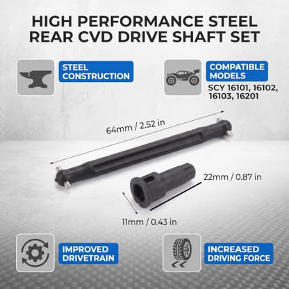CVD Drive Shaft for SCY 1/16 RC Car, High Load Bearing Rear Axle Dog Bone 64mm