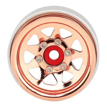 1.0 Beadlock Wheel -3.78mm Offset Wheel Rims for 1/18 1/24 RC Crawler Car Axial AX24 SCX24 FMS FCX24 TRX4M Upgrades (Rose Gold) - color: Rose Gold