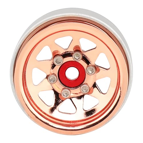1.0 Beadlock Wheel -3.78mm Offset Wheel Rims for 1/18 1/24 RC Crawler Car Axial AX24 SCX24 FMS FCX24 TRX4M Upgrades (Rose Gold) - color: Rose Gold