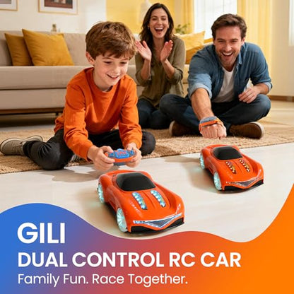 GILI RC Super Car, 2.4GHz Stunt Car with LED Lights & Water Spray Effect | Dual Mode Gesture & Remote | 360° Drift | Rechargeable | Easy Drive | RC Toy Boys Girls 6-12 | Birthday Christmas Gift Kids - color: Orange