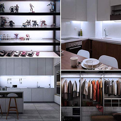 Cefrank Led Light Strips Kit, (6) 12’’ Linkable Light Bars + Rocker Switch + UL Power Adapter, Under Cabinet Lighting for Locker Closet Shelf, Showcase Lighting, 6000K Cool White - color: White