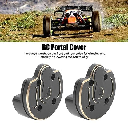 2PCS Brass RC Portal Cover Black Steering Knuckle Cap for Axial 110 Capra SCX10 III AR45P Axle Rugged Rustproof Upgrade