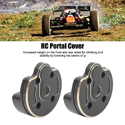 2PCS Brass RC Portal Cover Black Steering Knuckle Cap for Axial 110 Capra SCX10 III AR45P Axle Rugged Rustproof Upgrade
