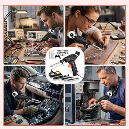 Soldering Gun Kit, Upgrade 120W Adjustable Temp Soldering Iron Set | Multi-Function Soldering Iron Kit for Electronics Welding Repair, Automatic Welding Gun for Home (11-Piece Set) (Black)