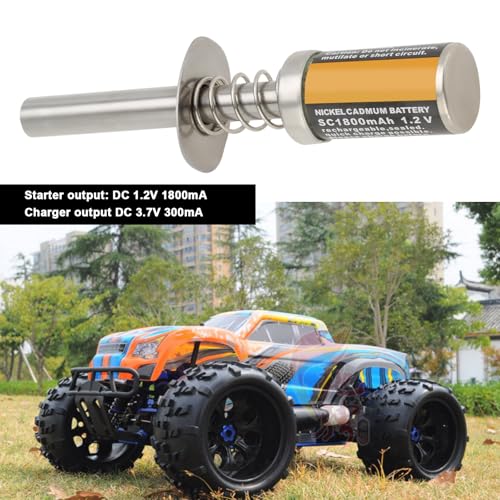 Create idea 1 Set 1800MAh Nitro Glow Plug Starter Rechargeable Igniter with DC 3.7V 300mA Battery Charger for Gas Nitro Engine Compatible with 1/8 1/10 RC Cars