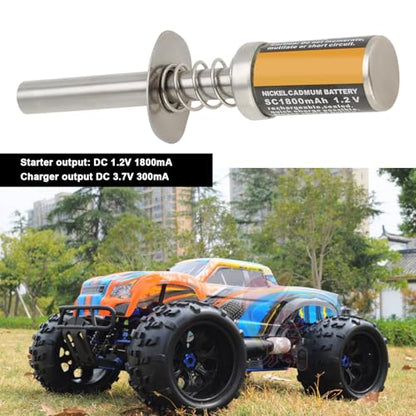 Create idea 1 Set 1800MAh Nitro Glow Plug Starter Rechargeable Igniter with DC 3.7V 300mA Battery Charger for Gas Nitro Engine Compatible with 1/8 1/10 RC Cars