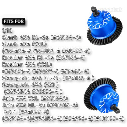 Front Rear 37T Differential Gear Upgrades Part for 1/10 Slash 4X4 (VXL)/Rustler 4X4 (VXL)/Stampede 4X4 (VXL)/Jato 4X4 (VXL) 4WD,XO-1,RC Steel #45 Diff Set Hop Ups,Navy Blue - color: Navy Blue - (37t Differential)