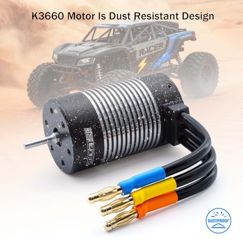 3660 1400kv Brushless Motor 4-Pole 3.175mm Shaft High Speed Waterproof Sensorless Motor for Most of 1:10 Scale RC Vehicles Truck Update Parts - style: KK3660 Motor 1400KV
