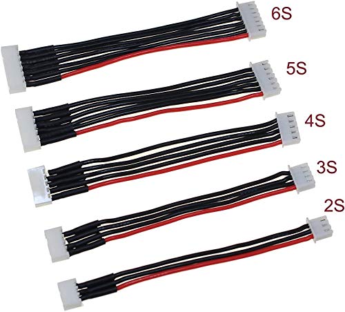 2S/3S/4S/5S/6S Battery Balance Charger Silicone Wire Extension Lead JST-XH Connector Adapter Plug Battery Wire Balance Leads Extension Cable for Li-Po Batteries(5s)