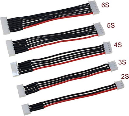2S/3S/4S/5S/6S Battery Balance Charger Silicone Wire Extension Lead JST-XH Connector Adapter Plug Battery Wire Balance Leads Extension Cable for Li-Po Batteries(5s)