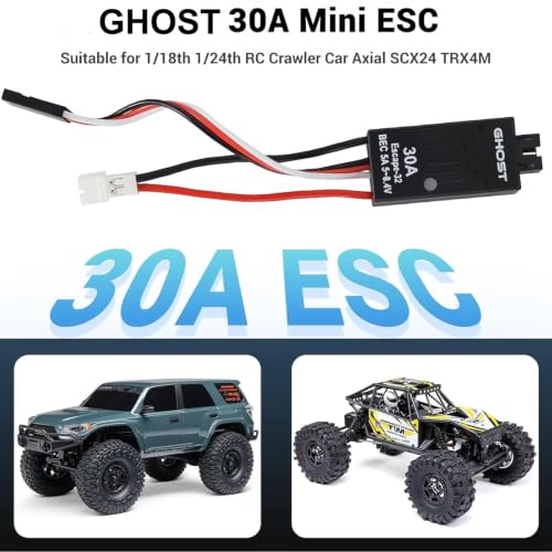 Ghost Brushless ESC ESCape32 30A Mini ESC 2-6S with 5A BEC 8.4V Electronic Speed Controller for RC Boat 1/18 1/24 Crawler Car Axial SCX24 TRX4M with ESCape32 WiFi-Link