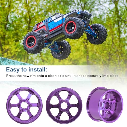 MECCANIXITY 4Pcs RC Car Wheel Rims, 20.5mm Dia 5-Spoke Purple Aluminum Alloy Wheel Rims Hex Hub for HSP RC Drift On-road Racing Touring Car - color: Purple