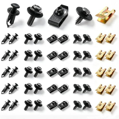 100PCS Car Body Fender Bumper Splash Guard Fixing Clip, Car Clips Rivet Fasteners, Undertray Screws, U-Screws and Bolts Kit, Universal Engine Under Cover Splash Shield Guard Body Bolts