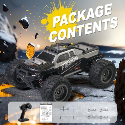 A ALPHA Brushless RC Monster Truck with Metal Drivetrain & ESP Stability, Upgrade-Free 1/12 4WD RC Truck Built for Repeated High-Speed Runs