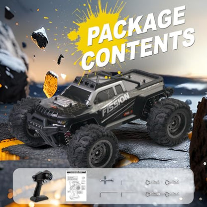 A ALPHA Brushless RC Monster Truck with Metal Drivetrain & ESP Stability, Upgrade-Free 1/12 4WD RC Truck Built for Repeated High-Speed Runs