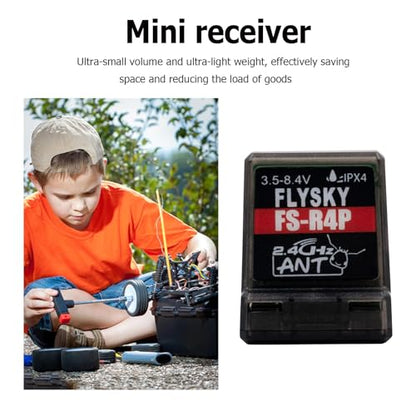 GoolRC Flysky FS-R4P Receiver, 2.4GHz 4CH Receiver ANT Protocol Single Antenna PWM Output Compatible with Flysky FS-G7P FS-ST8 Radio Transmitter for RC Car and Boat