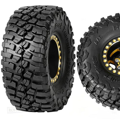 RC Full Brass 1.0 Beadlock Wheel Rim & Wheels Tires for 1/18 1/24 Trx4m SCX24 FCX24 RC Crawler Car,4PCS (1.0 Inches) Wheel Rim & Wheels Tires(Black-A)