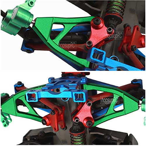 Rear Upper Lower Suspension A-Arms Upgrades Part for 1/16 Mini Slash,4PCS Aluminum Rear Upper & Rear Lower Arms Hops Ups for 1/16 Mini Slash （70054-1）,Green
