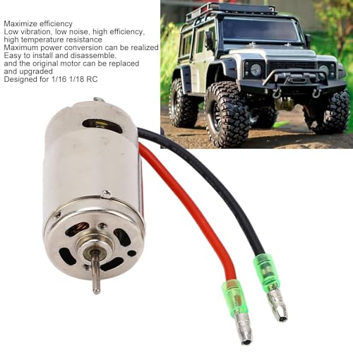 HERCHR 390 Brushed Motor, Waterproof Motor for 1/16 1/18 RC Cralwer Car 21000RPM High Torque Low Noise Stainless Steel RC Motor Replacement, Shaft 2.3mm/0.09in