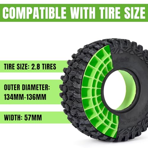 4PCS RC Silicone Tire Inserts for 1/10 Crawlers 132-134mm 2.2" Tire | Soft Silicone Rubber Peplaces Foam.Waterproof Provides Traction & Sidewall Support Fits 2.2" Tires