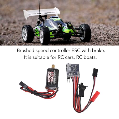 Alomejor Brushless Motor and Esc 30A Brushed ESC, Electric Speed Controller with Brake Red JST Power Connector for 1/16 1/18 /24 RC Cars Boats (53T)