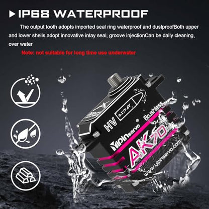 GOUPRC AK 70kg Aluminium Brushless RC Servo for 1/8 1/10 1/12 RC Truck Car Crawler Boat Robot, 8.4V Oblique Gear High Torque Steering Servo - size: AK70KG