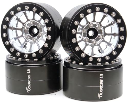 152g Super Heavy Duty RC 1.9 Beadlock Wheels Offsets -6mm Rims Hex 12mm Wheel for TRX4 TRX6 SCX10 Gen8 1/10 RC Crawler Remote Control Car Upgrades Accessories (Silver & Black) - color: Silver & Black