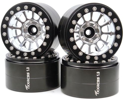 152g Super Heavy Duty RC 1.9 Beadlock Wheels Offsets -6mm Rims Hex 12mm Wheel for TRX4 TRX6 SCX10 Gen8 1/10 RC Crawler Remote Control Car Upgrades Accessories (Silver & Black) - color: Silver & Black