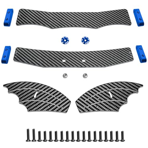 RC Rear Wing Tail for Arrma 1/8 Typhon 6s BLX RC Car Carbon Fiber Adjustable Wing Tail Spoiler (Blue) (Blue) - color: Blue